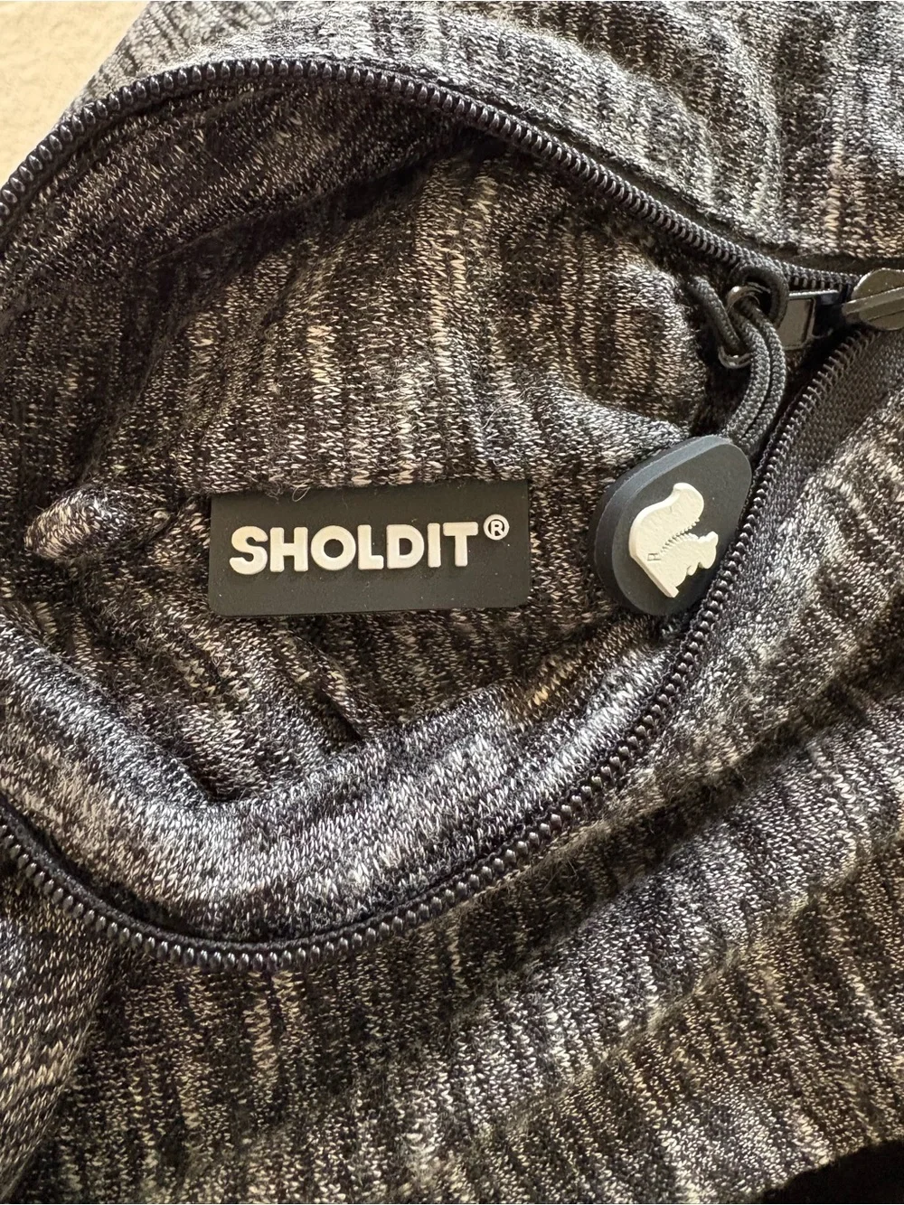 Sholdit The Original Hidden Pocket Scarf. Knit Marled Black Travel Scarf